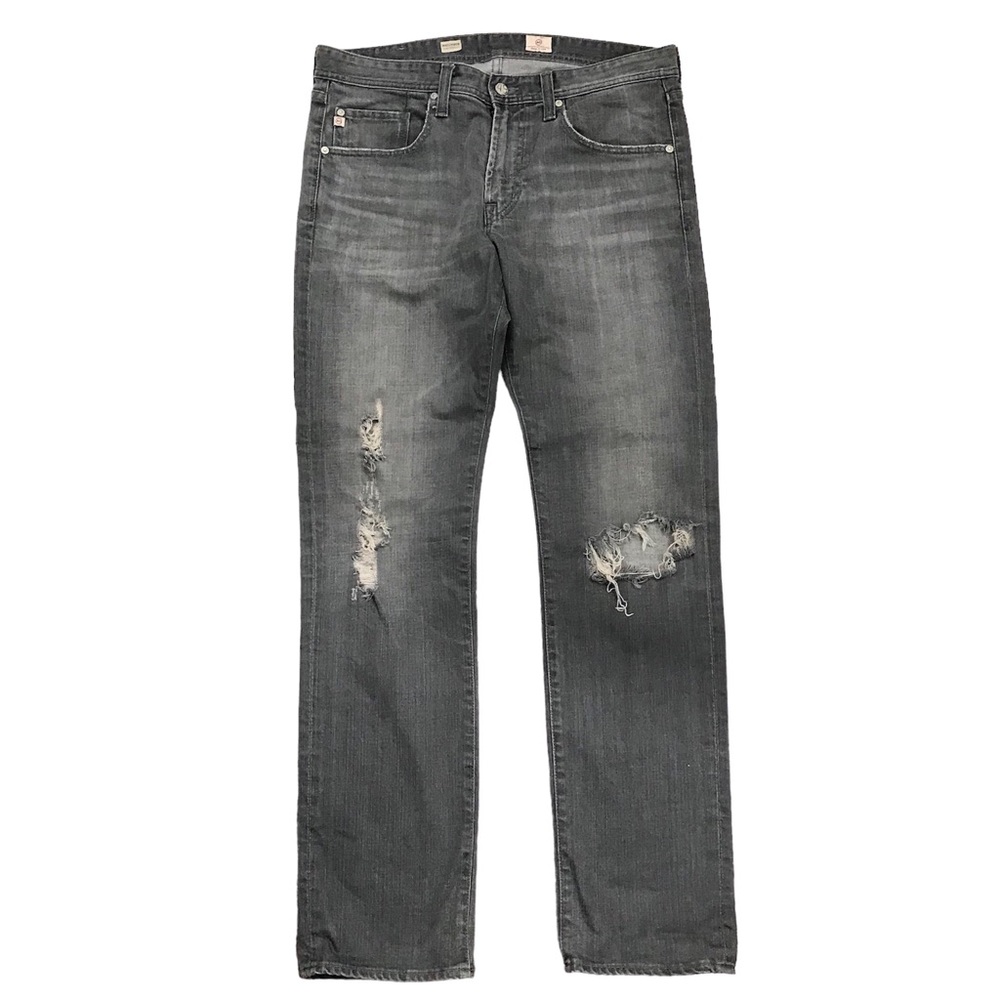 Adriano Goldschmied Matchbox Slim Straight Jeans Size 34 Gray Distressed Destroy